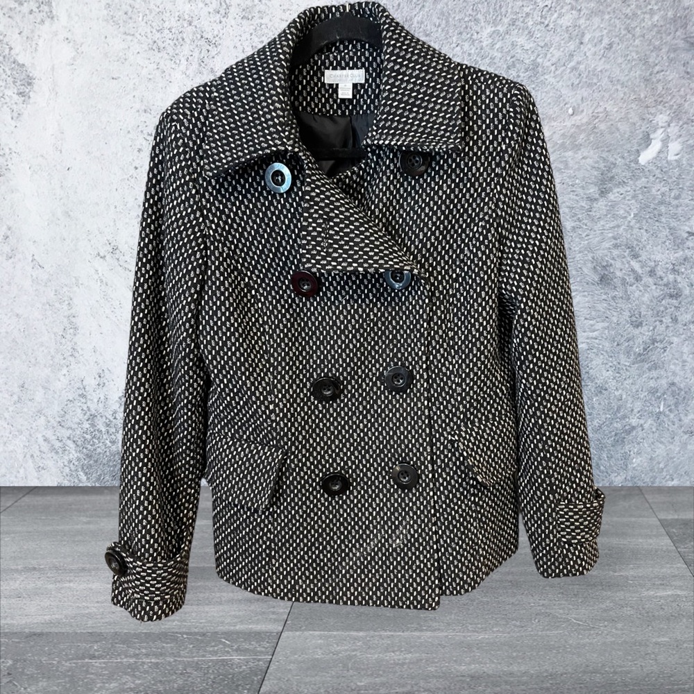 Charter Club Houndstooth Pea Coat. EUC